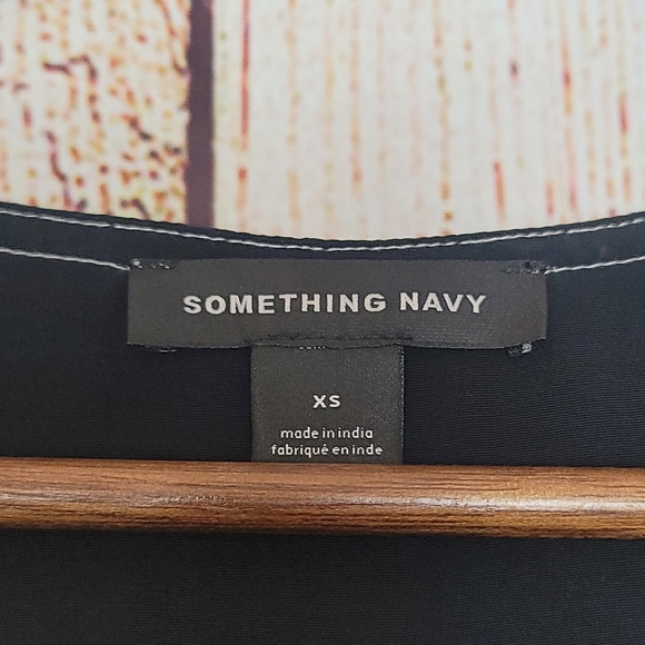 Something Navy Belted Double Slit Contrast Stitch Dress Size XS - Picture 2 of 15